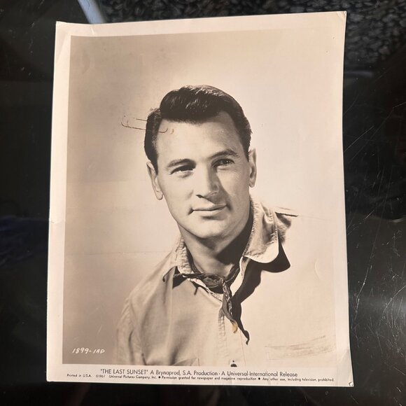Vintage 1961 "The Last Sunset" Rock Hudson Black & White Headshot Universal Inte - Picture 2 of 13